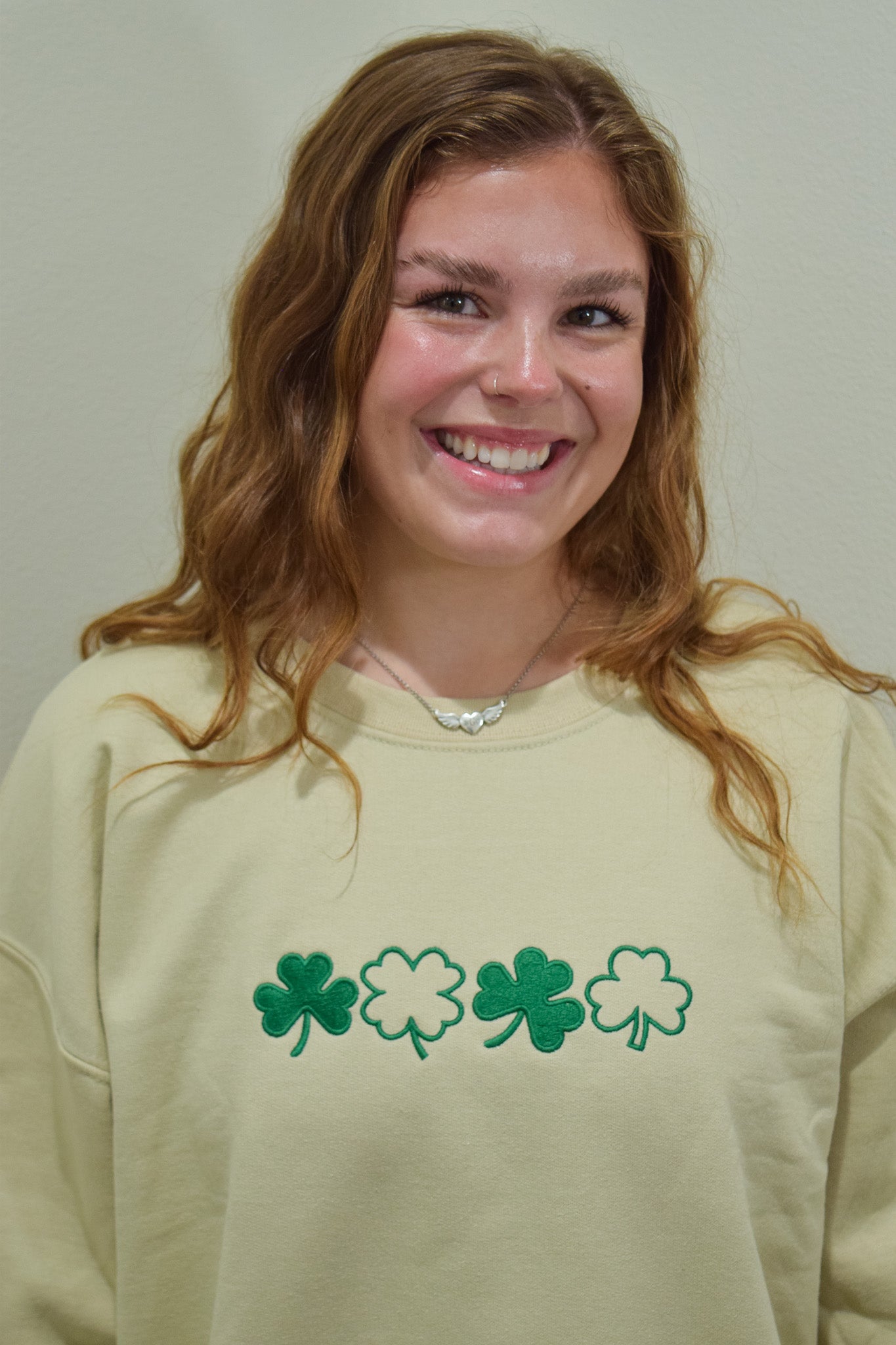 EMBROIDERED SHAMROCK SWEATER