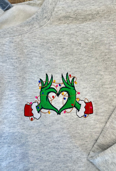 EMBROIDERED GRINCH HEART