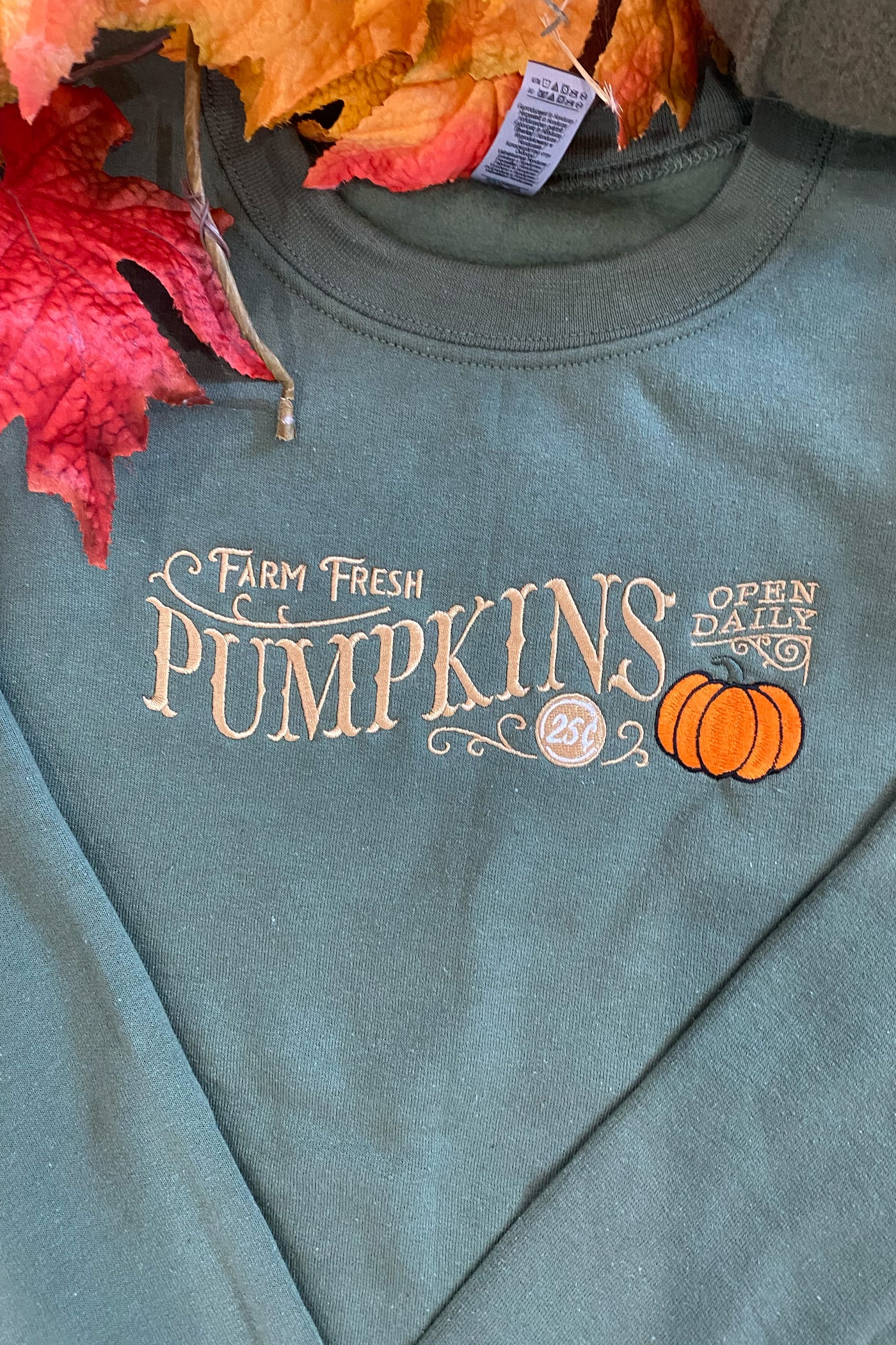 EMBROIDERED FARM FRESH PUMPKINS SWEATER